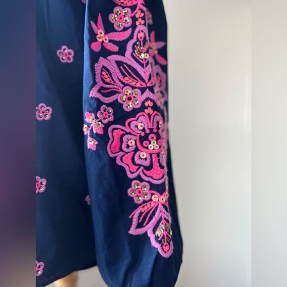 Lilly Pulitzer Jaeda Off the Shoulder Top in Navy - Size XSmall - Picture 11 of 12